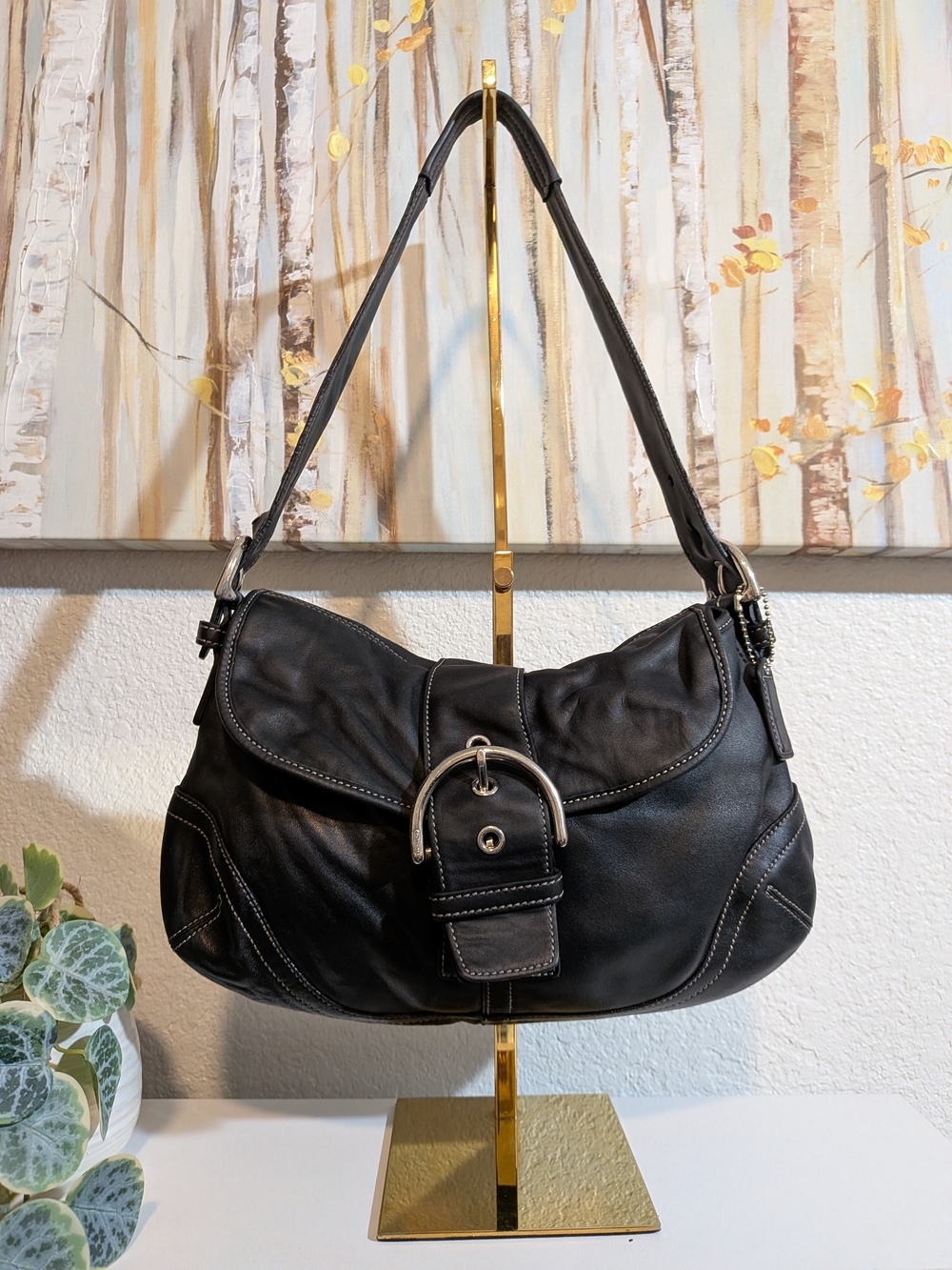Coach 9247 Y2K Black Soho Leather Shoulder Bag with Silver Hardware Hardware